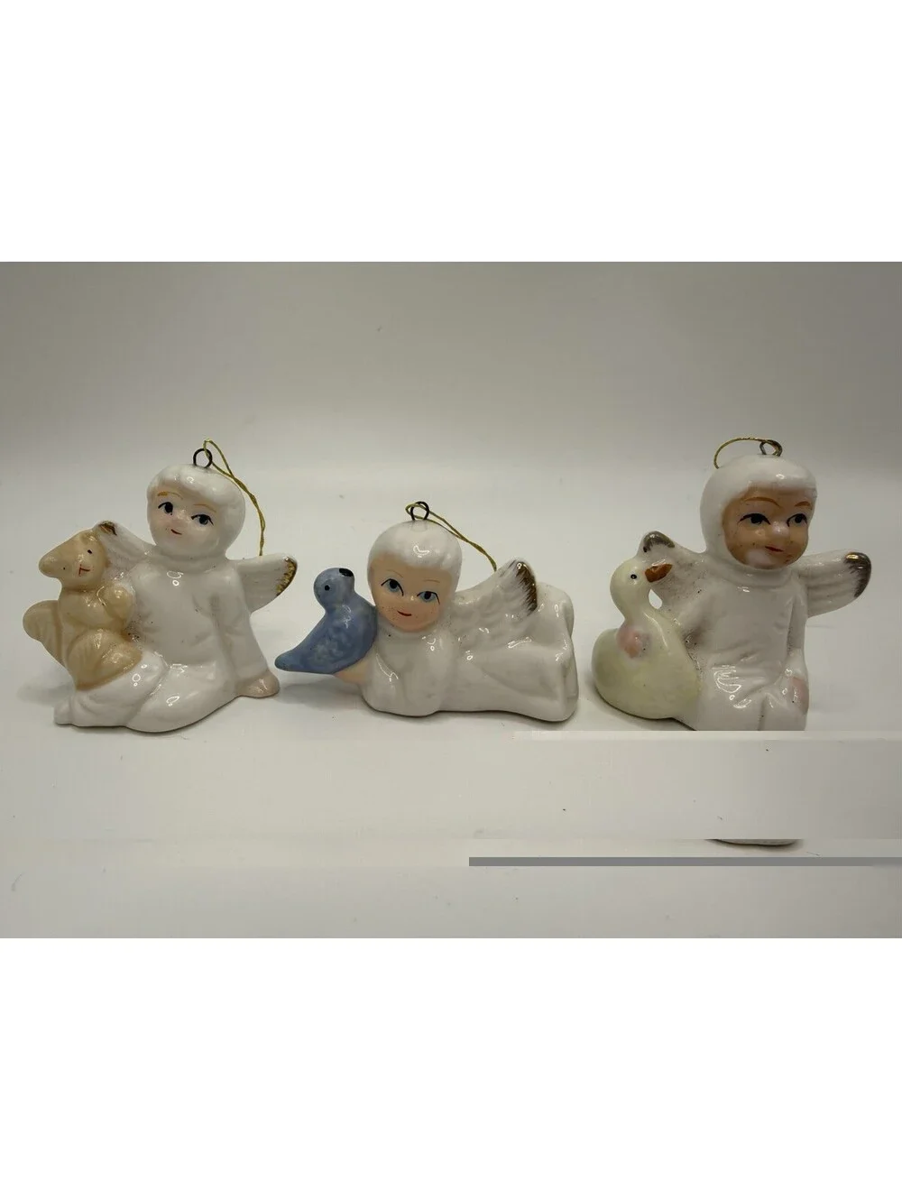Vintage Bone China Angel 3 Ornaments with Animals 2